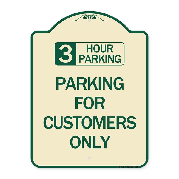 3 Hour Parking Parking for Customers Heavy-Gauge Aluminum Sign, 24" x 18", TG-1824-24428